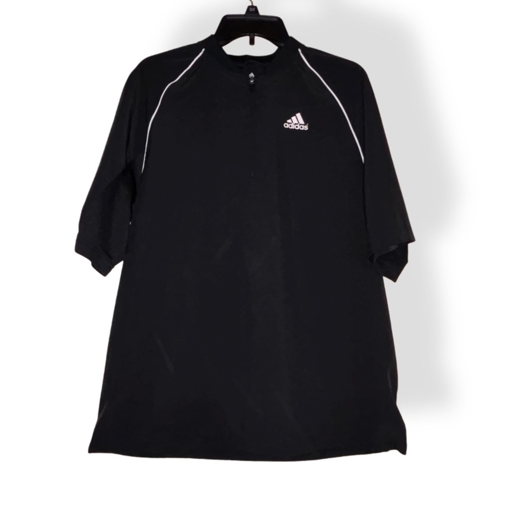 Adidas Boxy Cropped Quarter Zipper Windbreaker Pullover Black Top Size Medium